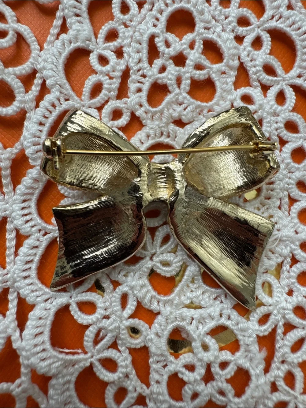 Nolan Miller Navy Enamel Bow Brooch with Crystal Trim